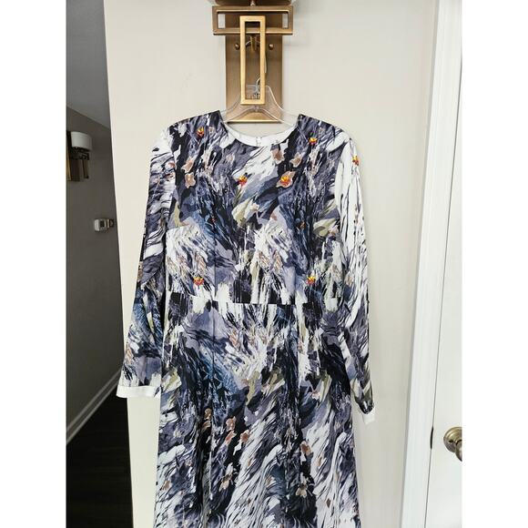 Annah Hariri White Navy Embellished Mango Modest Dress Formal Dress NWT Size 10 - Picture 3 of 12